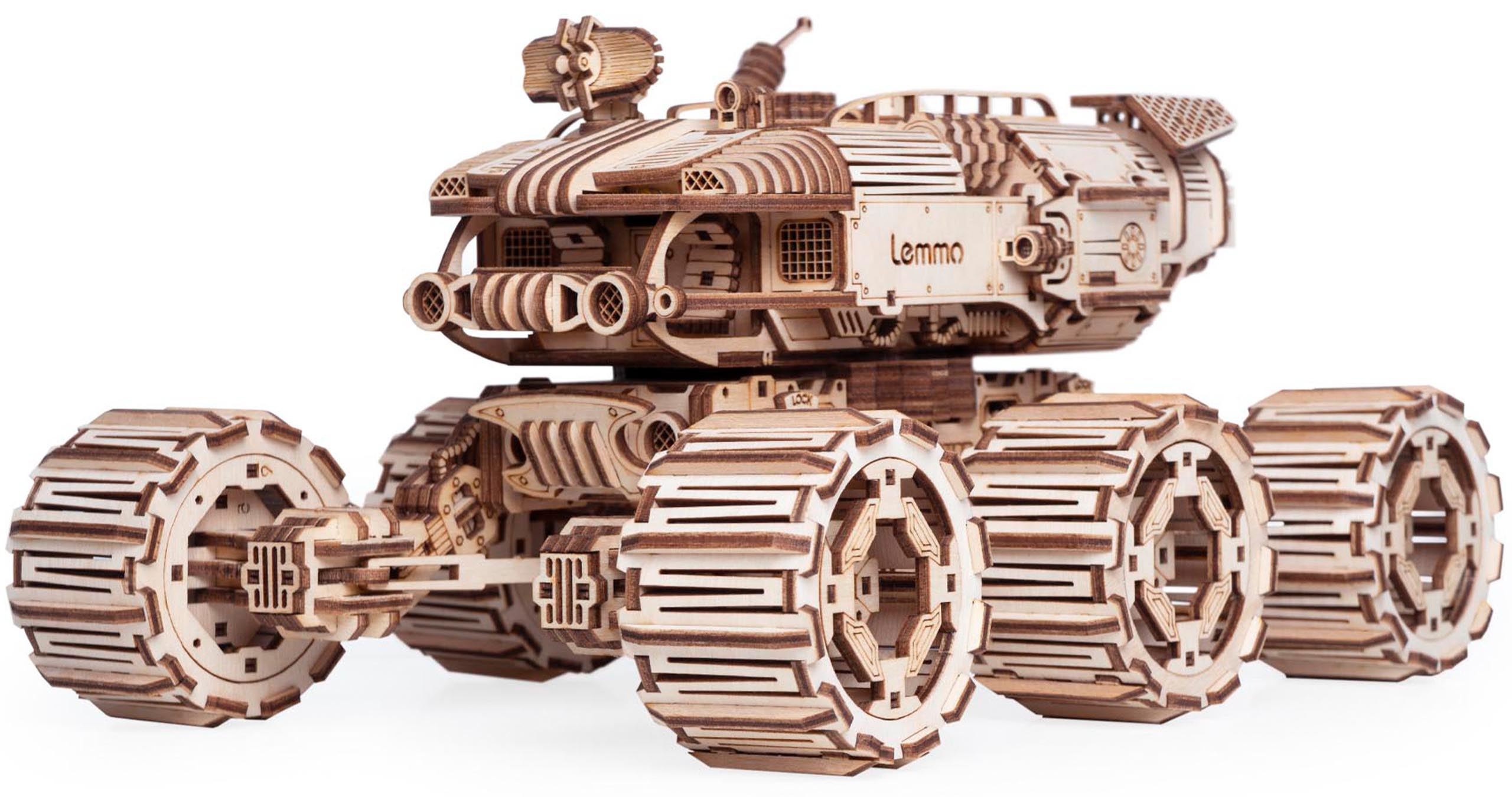 Деревянный конструктор, сборная модель Lemmo Марсоход HOBOS со светом
