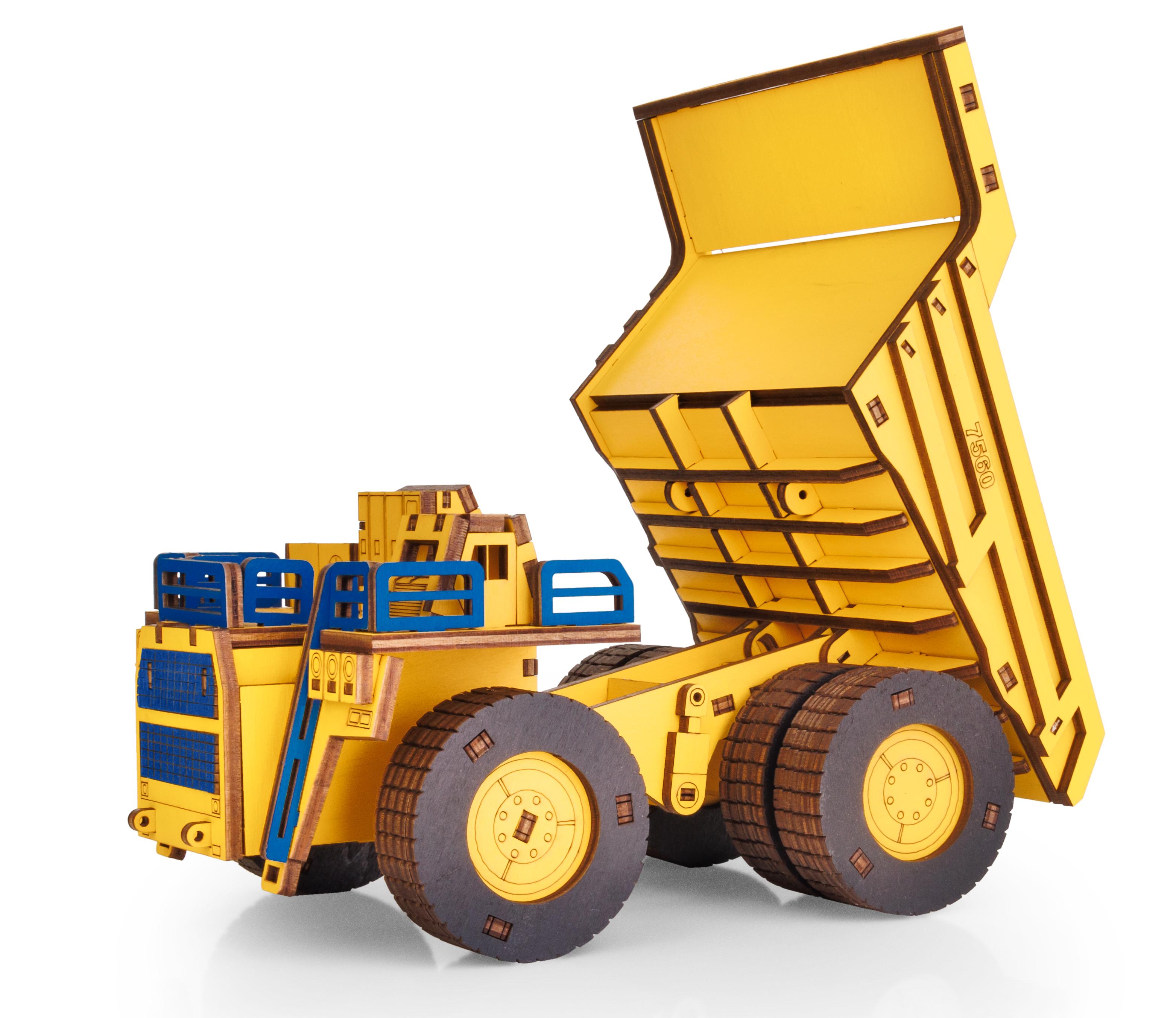 Купить Деревянный конструктор EWA Самосвал BELAZ 7560 цветной оптом