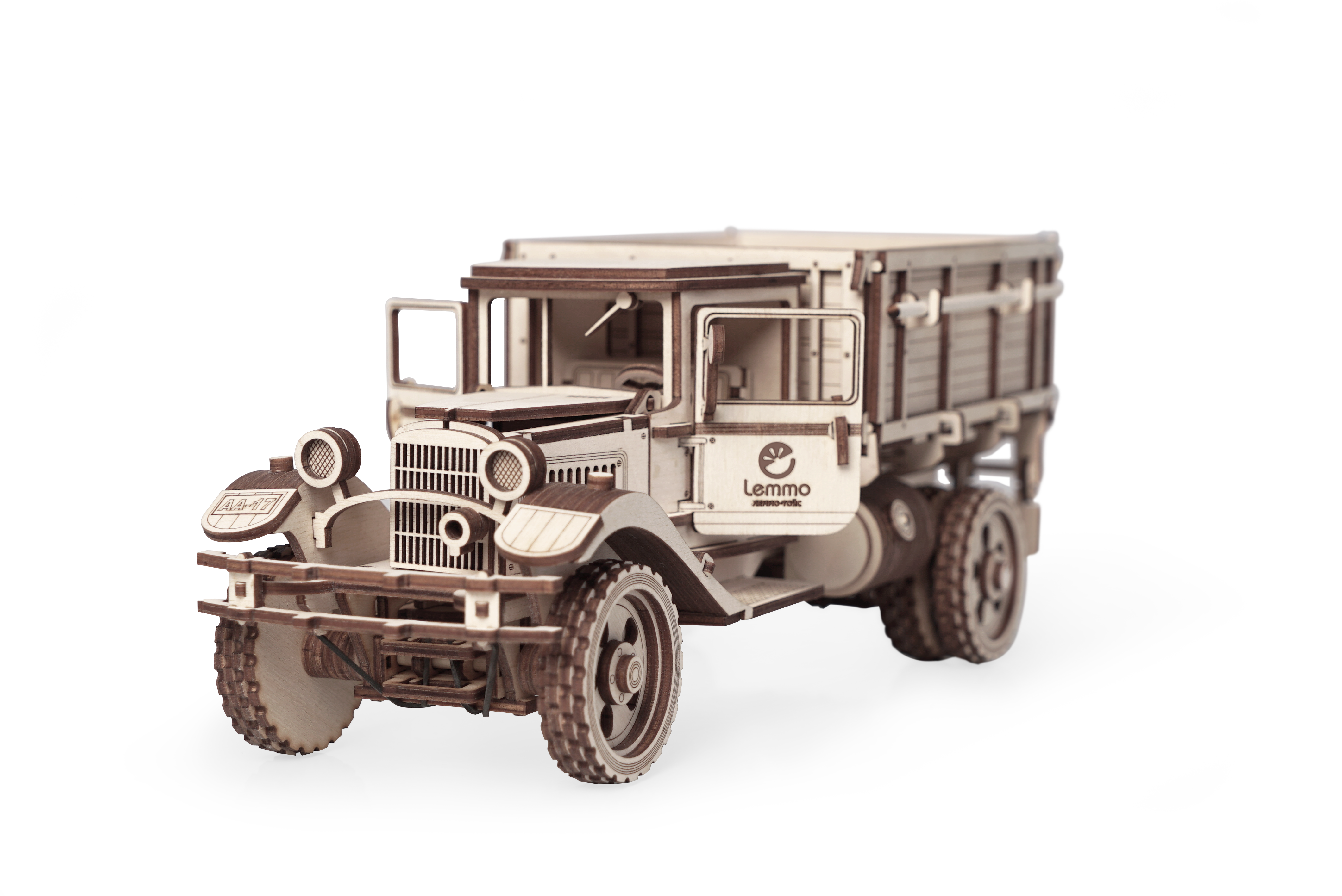 Конструктор 3D деревянный подвижный Lemmo Грузовичок с кузовом