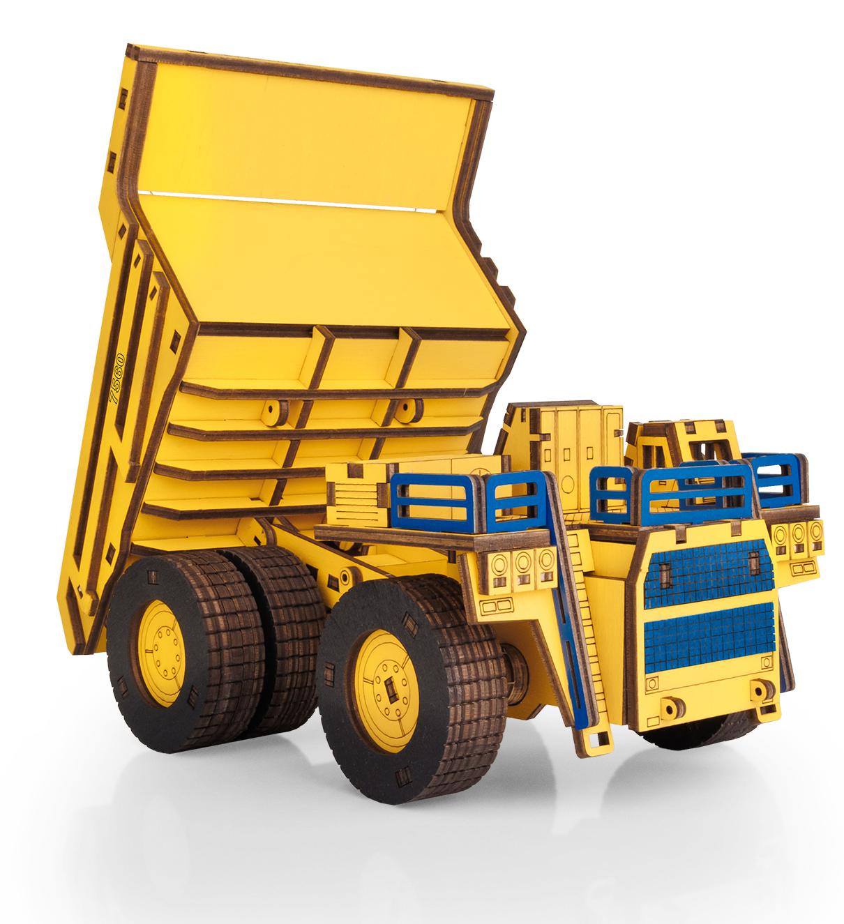 Купить Деревянный конструктор EWA Самосвал BELAZ 7560 цветной оптом
