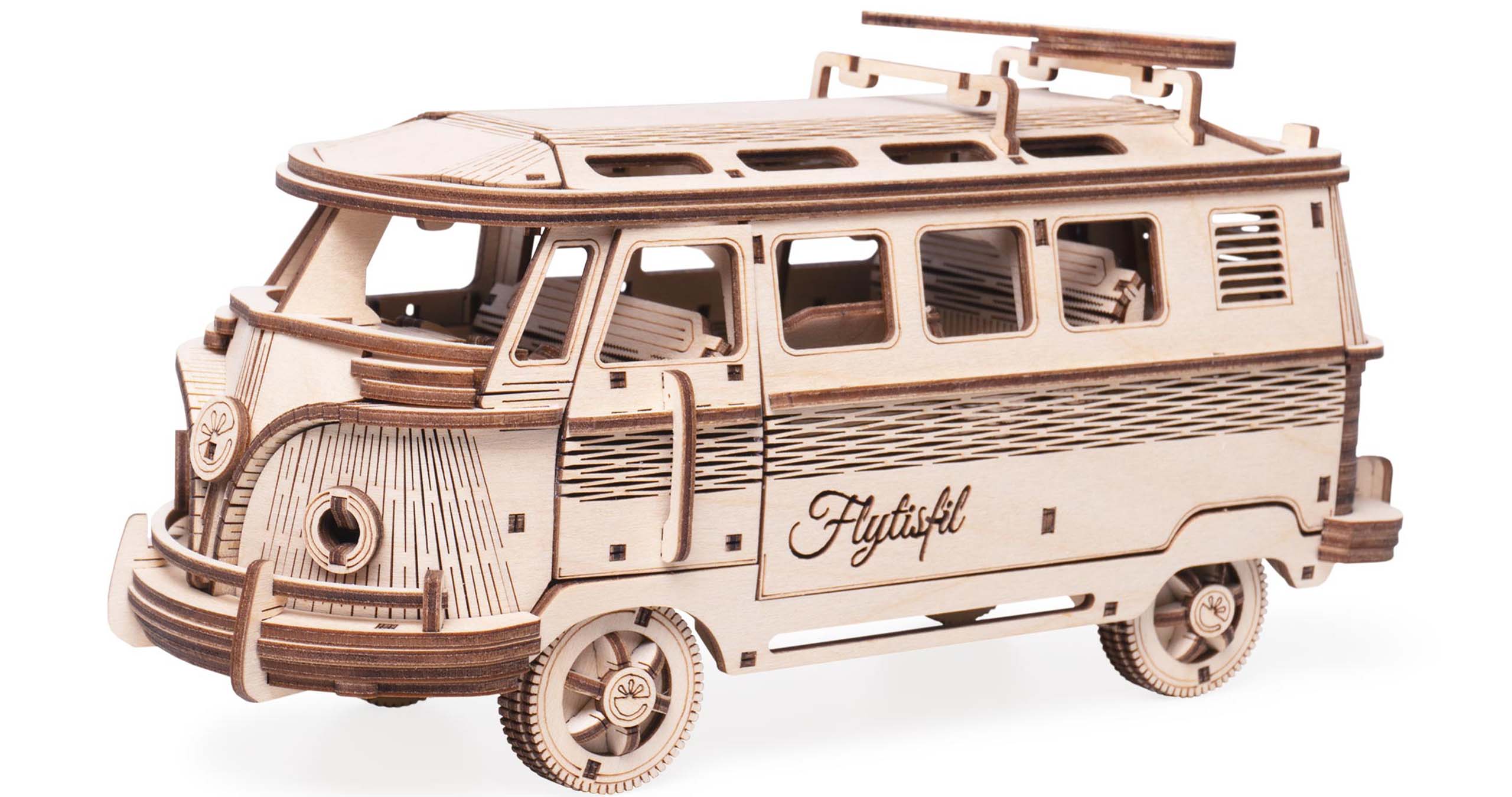 Деревянный конструктор, сборная модель Lemmo Фургон Флайтисфил со светом
