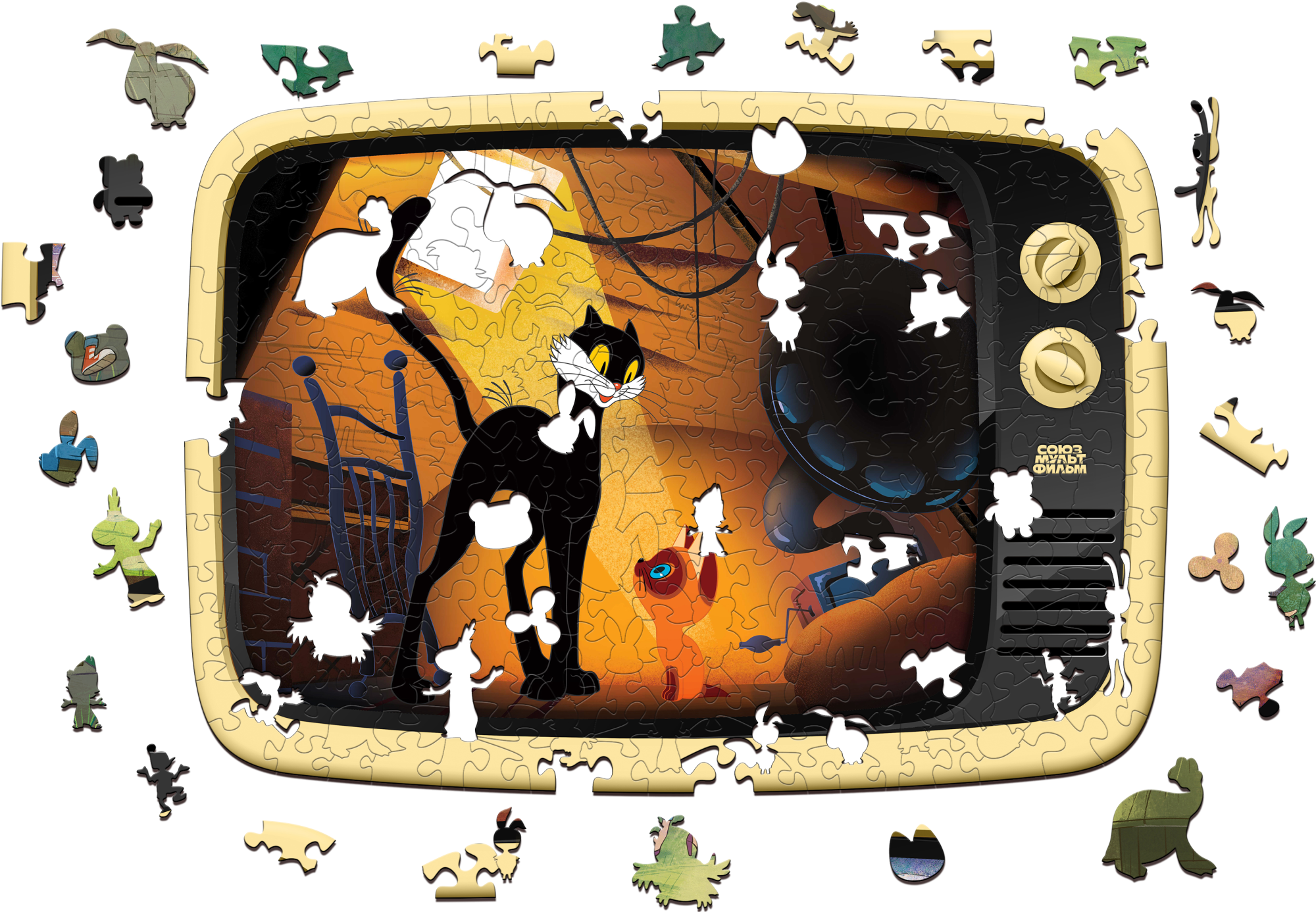 Купить Деревянный 3D пазл EWA Котёнок по имени Гав 40x29 см оптом