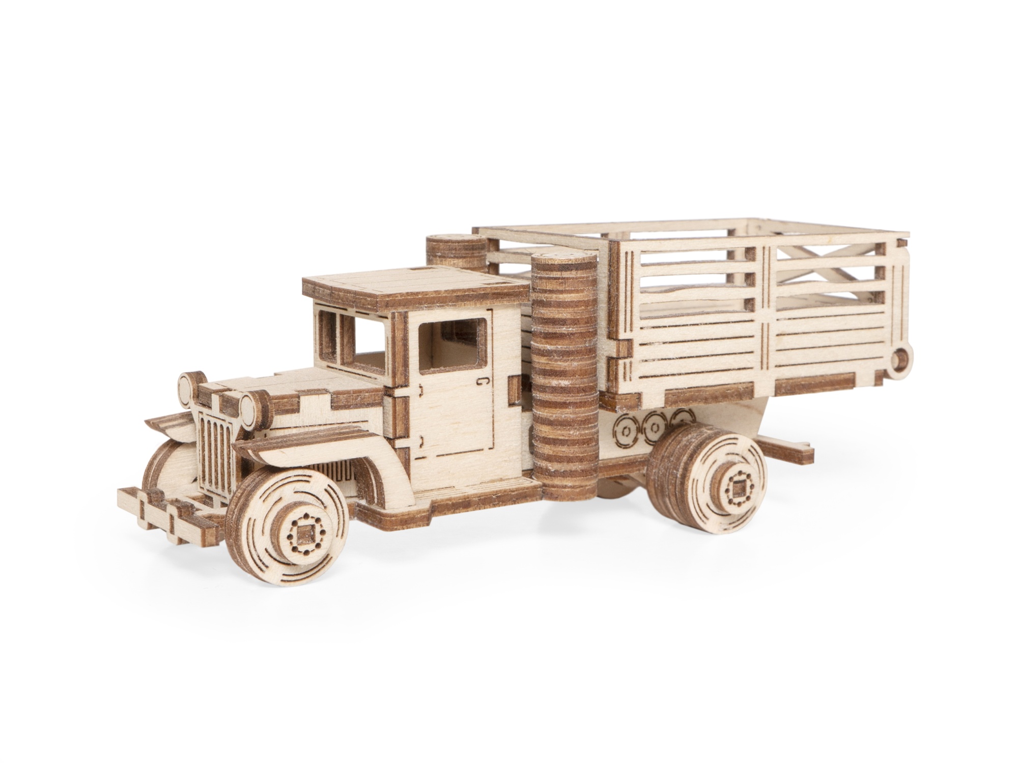 Конструктор 3D деревянный подвижный Lemmo Грузовичок ВБ с кузовом