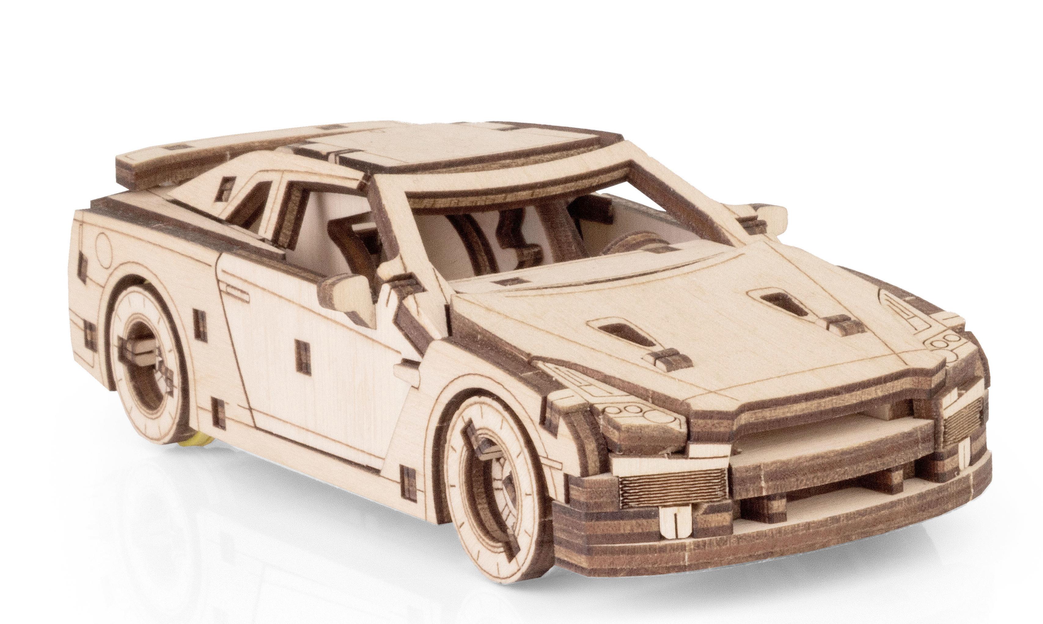 Купить Деревянный конструктор EWA Спорткар с заводным механизмом оптом  Купить Деревянный конструктор EWA Спорткар с заводным механизмом оптом