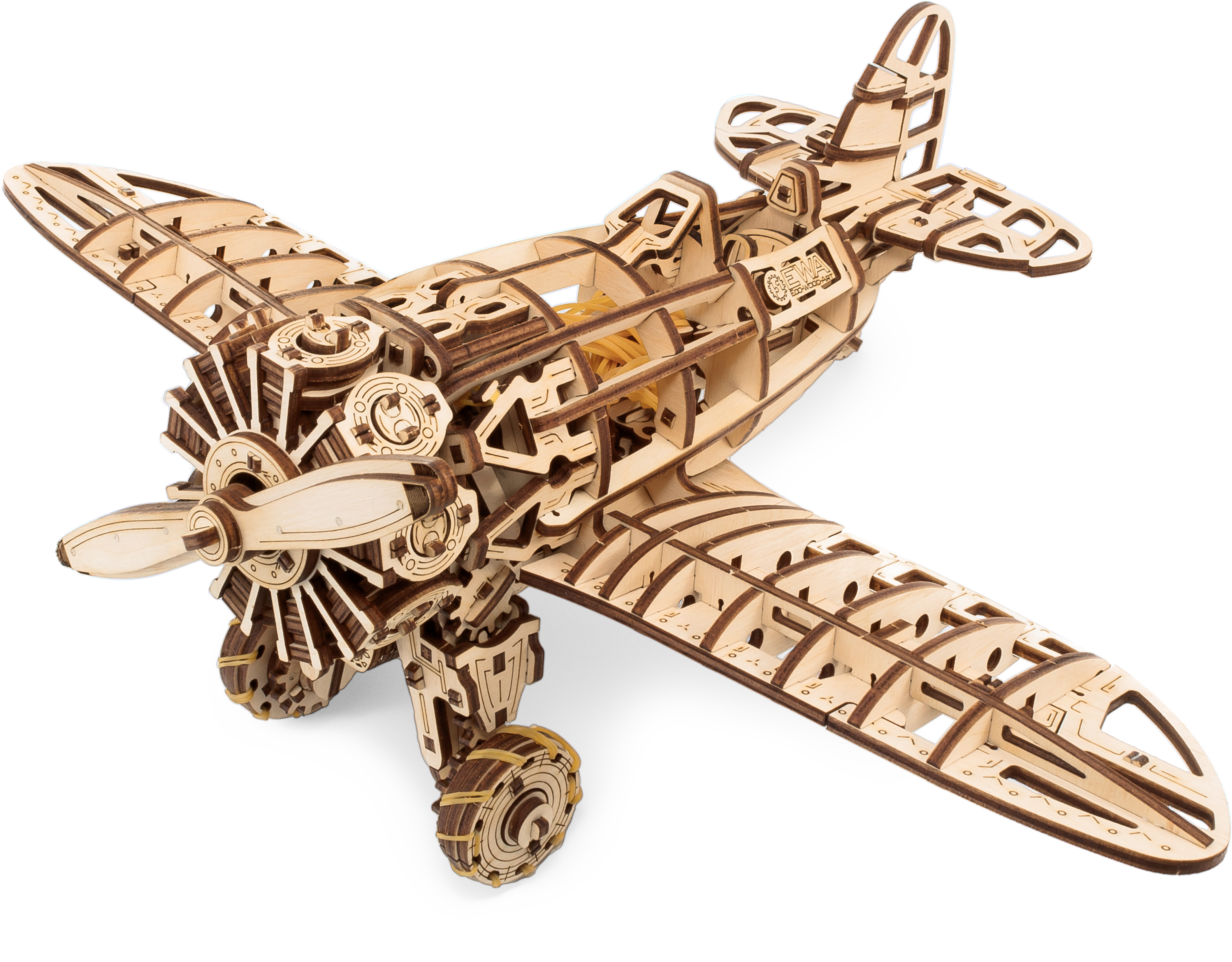 Конструктор деревянный 3D, сборная модель EWA Самолет с мотором