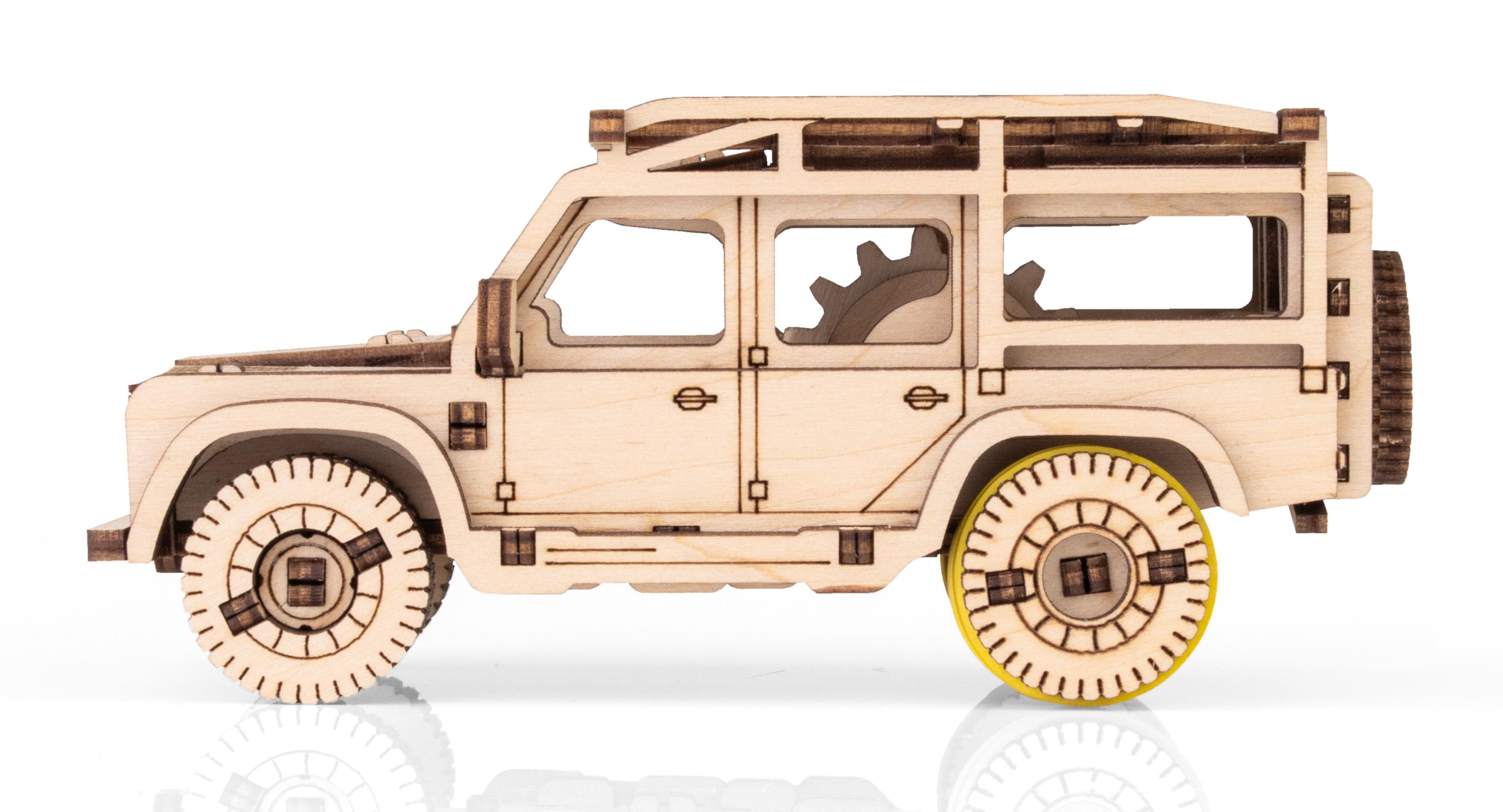 Купить Деревянный конструктор EWA Джип с заводным механизмом оптом  Купить Деревянный конструктор EWA Джип с заводным механизмом оптом