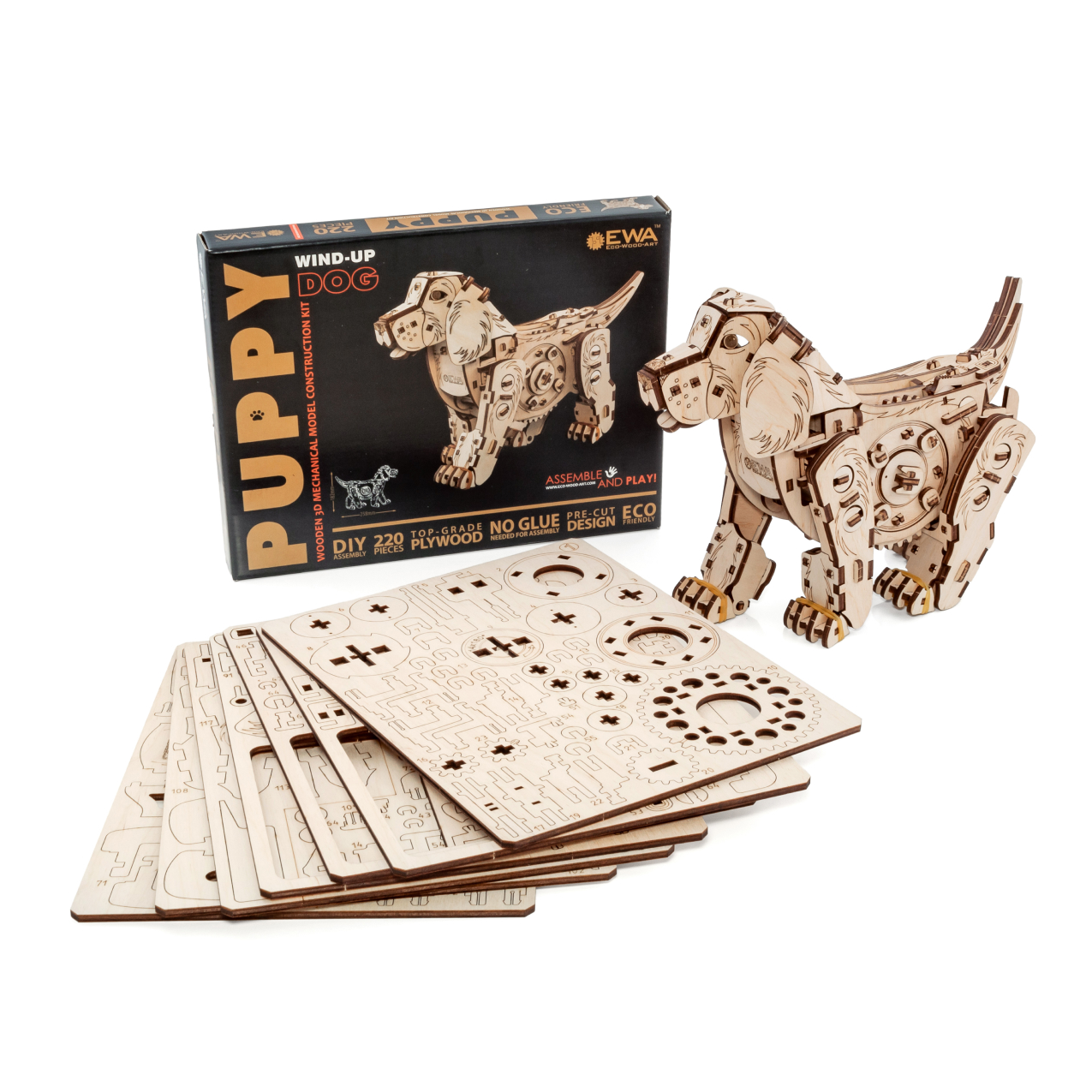 Купить Конструктор деревянный 3D EWA Механическая собака Puppy оптом