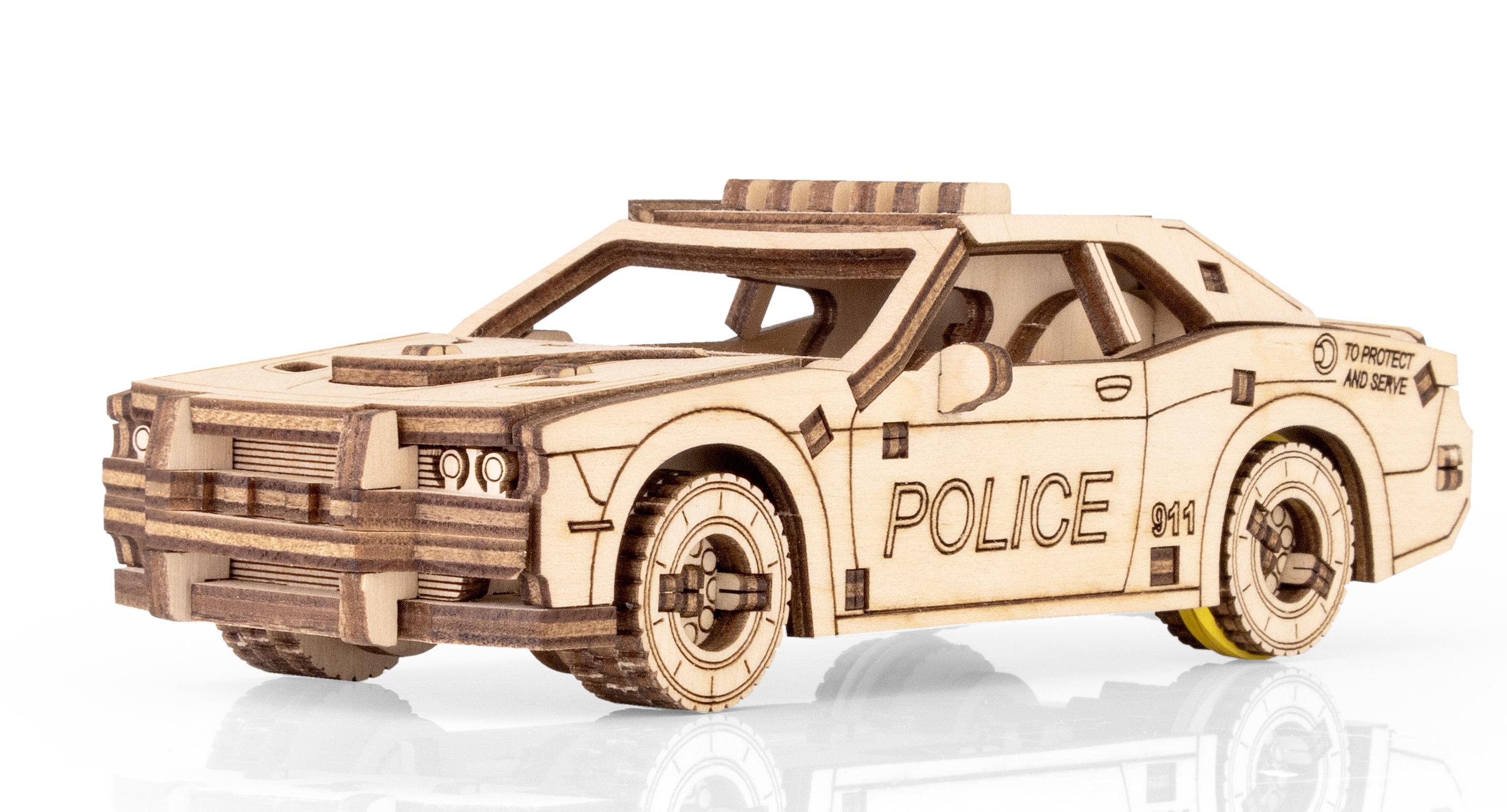 Купить Деревянный конструктор EWA Полицейская машина с заводным механизмом оптом  Купить Деревянный конструктор EWA Полицейская машина с заводным механизмом оптом