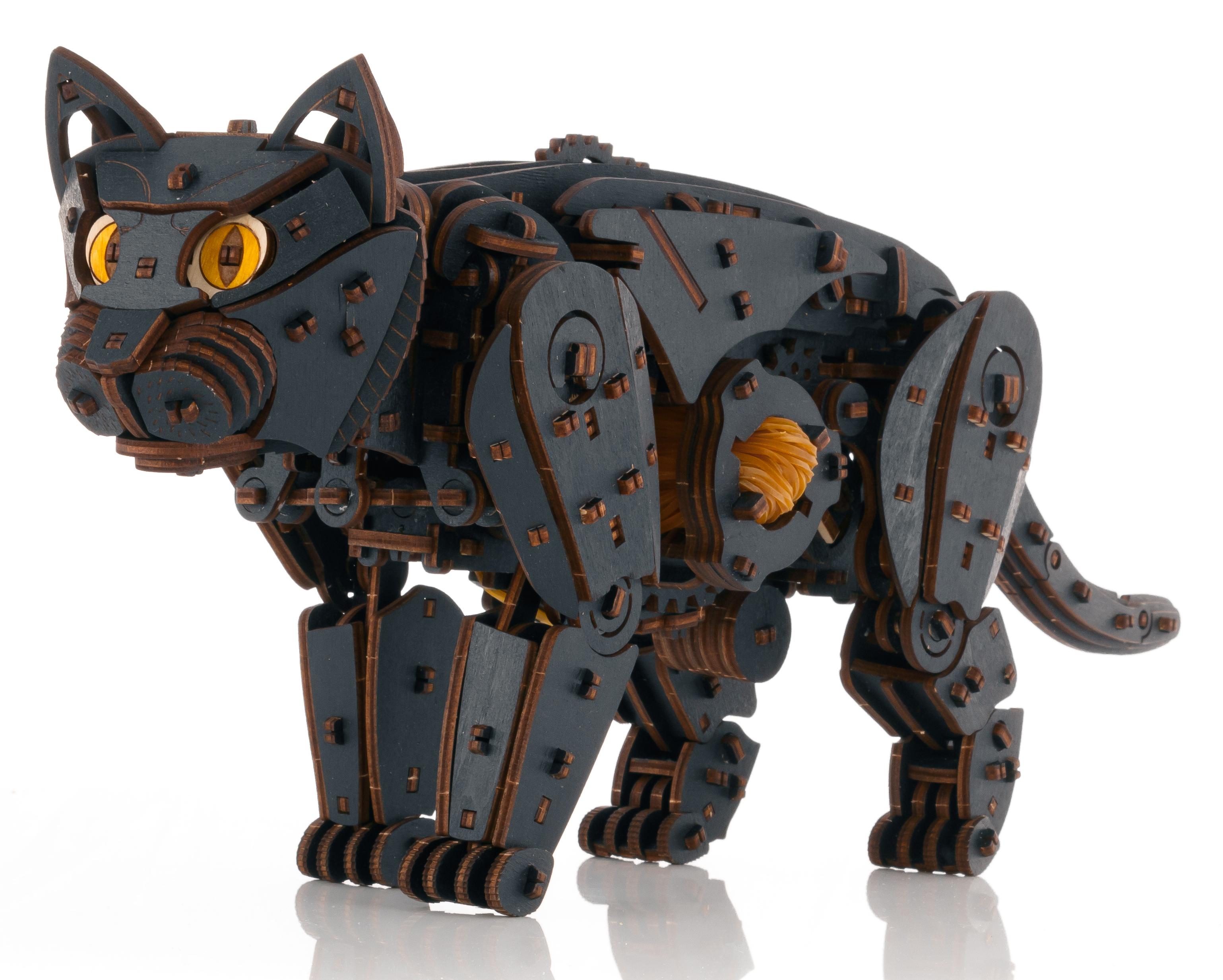 Купить Сборная модель деревянная 3D EWA Механический Черный Кот оптом