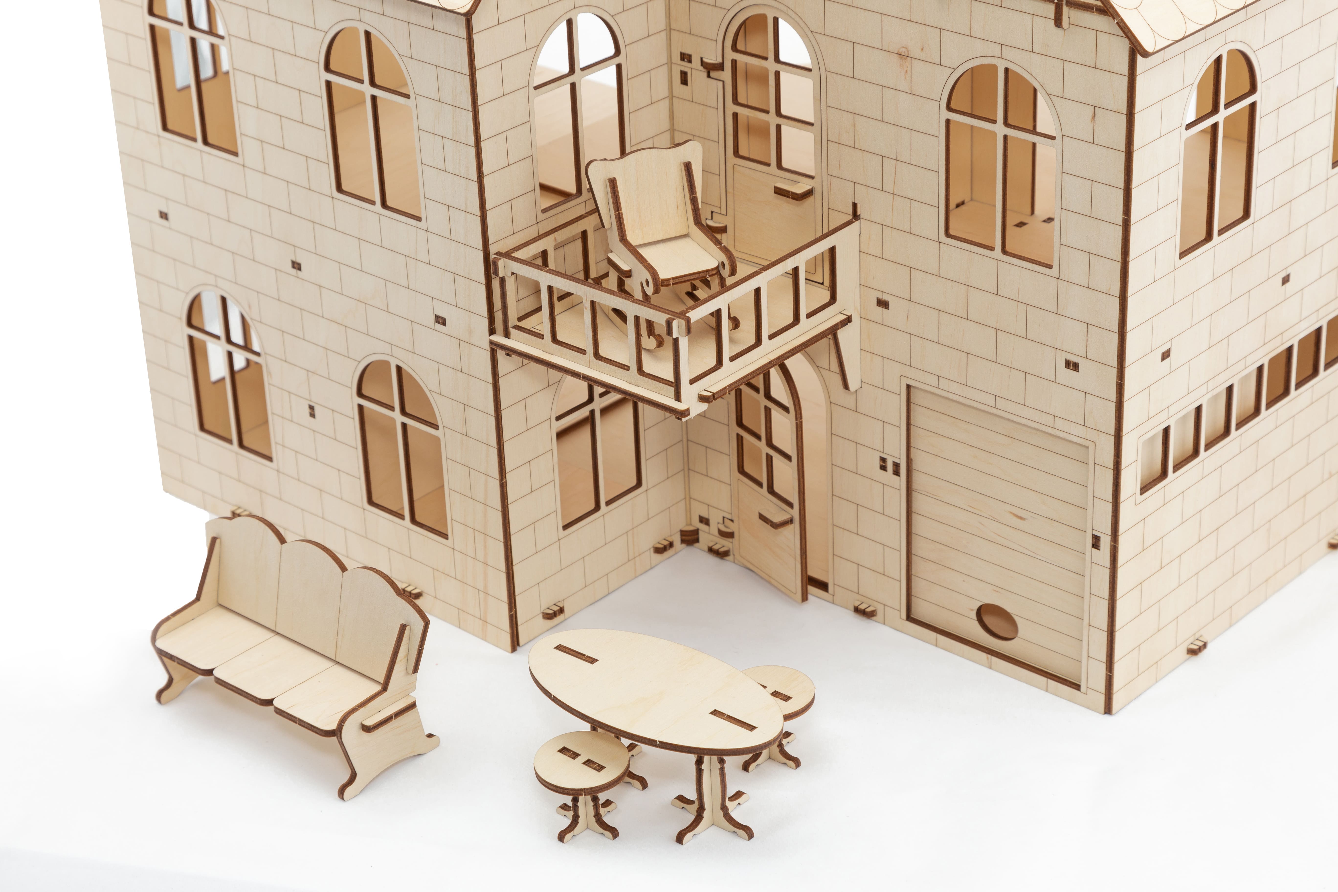 Купить Сборная модель из дерева 3D EWA Кукольный дом с лифтом оптом