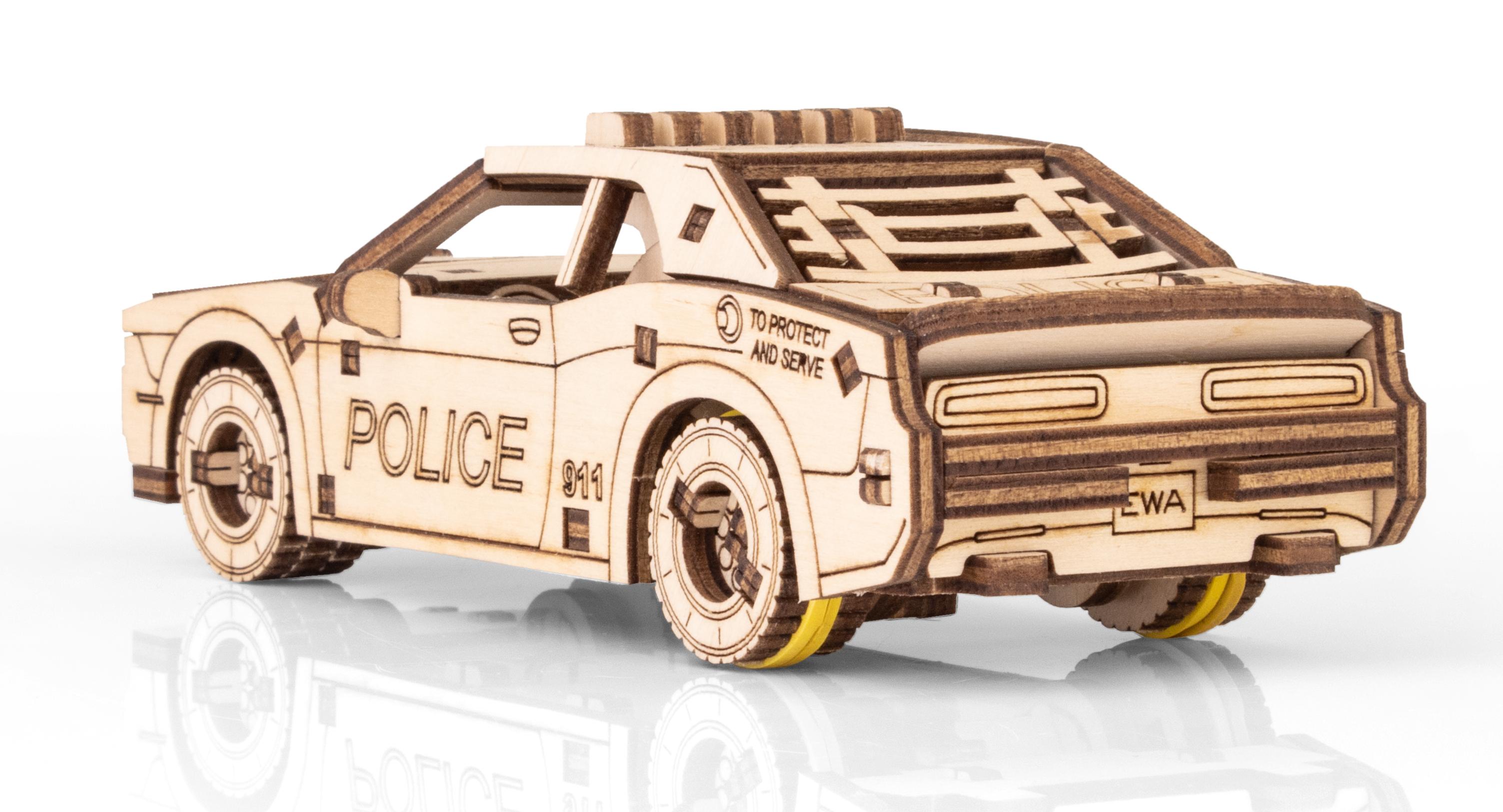 Купить Деревянный конструктор EWA Полицейская машина с заводным механизмом оптом  Купить Деревянный конструктор EWA Полицейская машина с заводным механизмом оптом