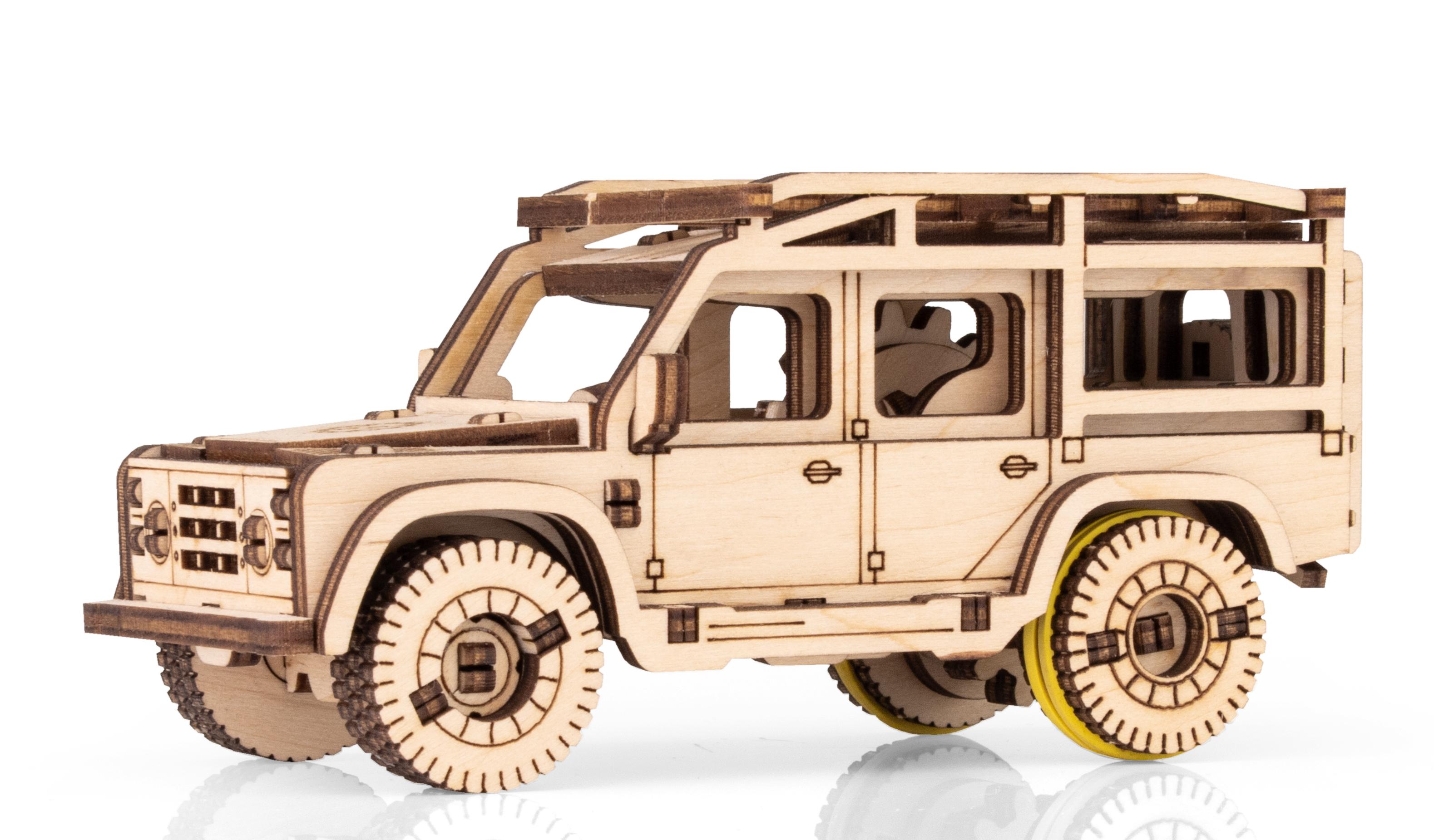 Купить Деревянный конструктор EWA Джип с заводным механизмом оптом  Купить Деревянный конструктор EWA Джип с заводным механизмом оптом