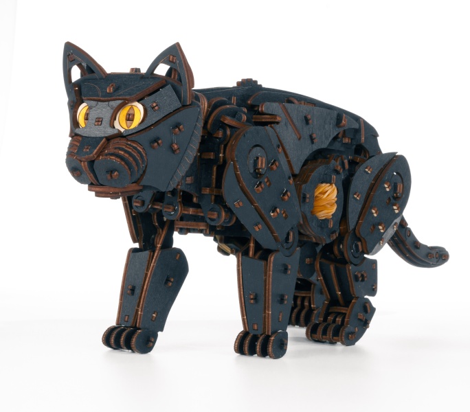 Купить Сборная модель деревянная 3D EWA Механический Черный Кот оптом