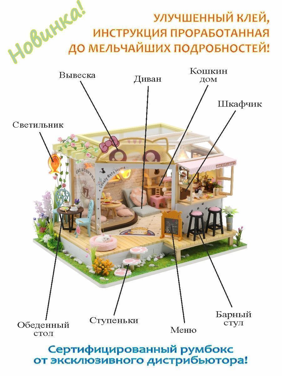 Купить Румбокс, интерьерный конструктор MiniHouse Котокафе оптом