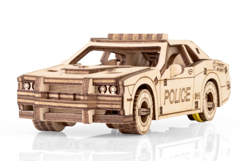 Купить Деревянный конструктор EWA Полицейская машина с заводным механизмом оптом  Купить Деревянный конструктор EWA Полицейская машина с заводным механизмом оптом