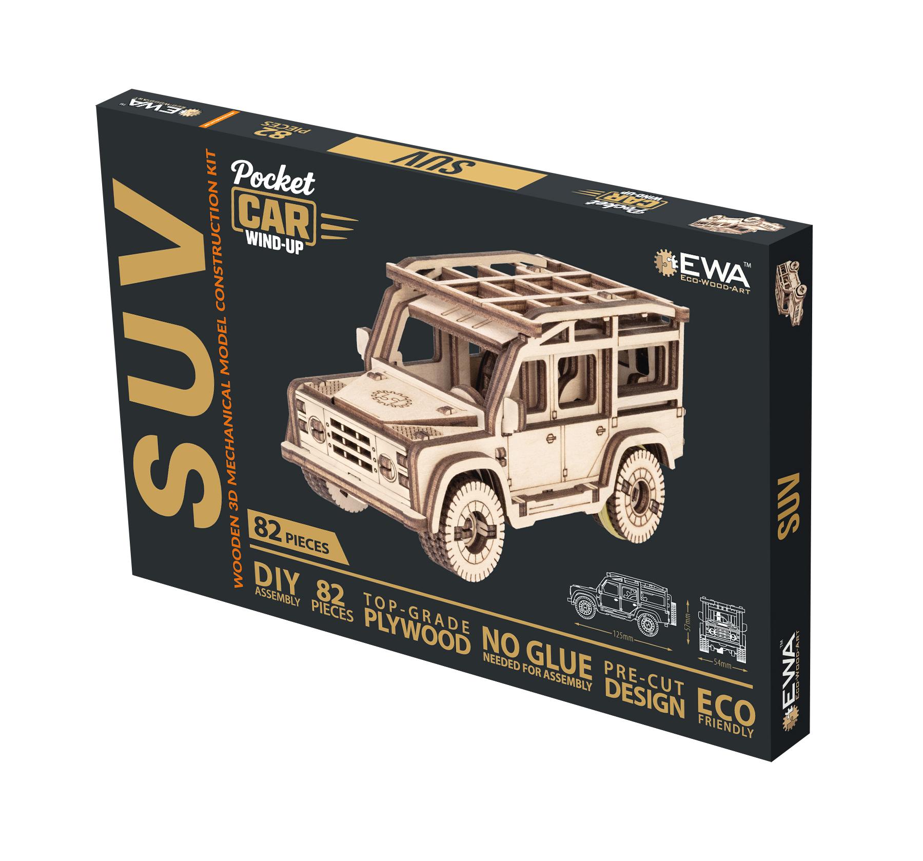 Купить Деревянный конструктор EWA Джип с заводным механизмом оптом  Купить Деревянный конструктор EWA Джип с заводным механизмом оптом