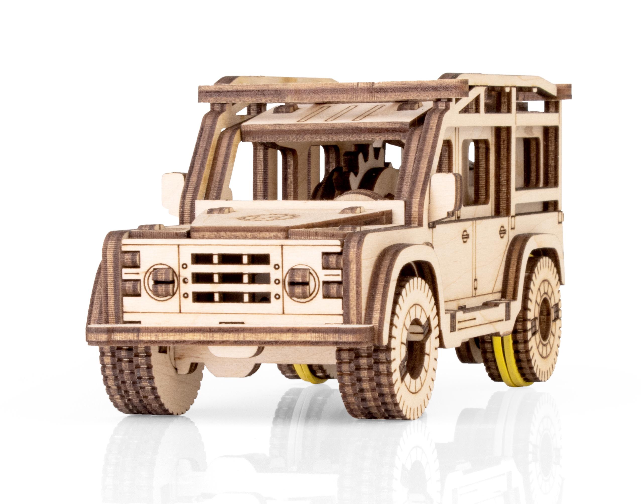 Купить Деревянный конструктор EWA Джип с заводным механизмом оптом  Купить Деревянный конструктор EWA Джип с заводным механизмом оптом