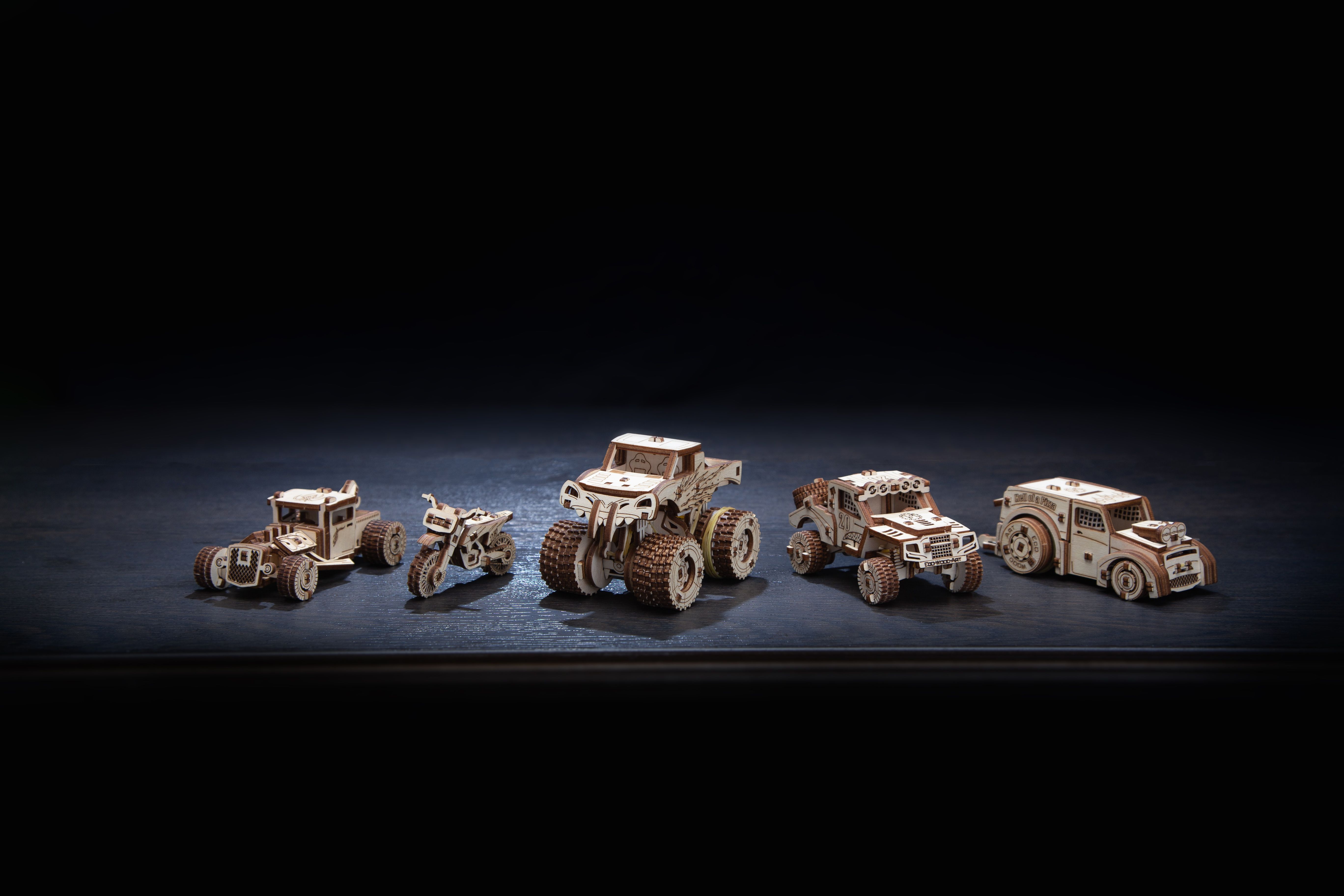 Купить Сборная модели из дерева 3D EWA Набор машинок 5 в 1 оптом