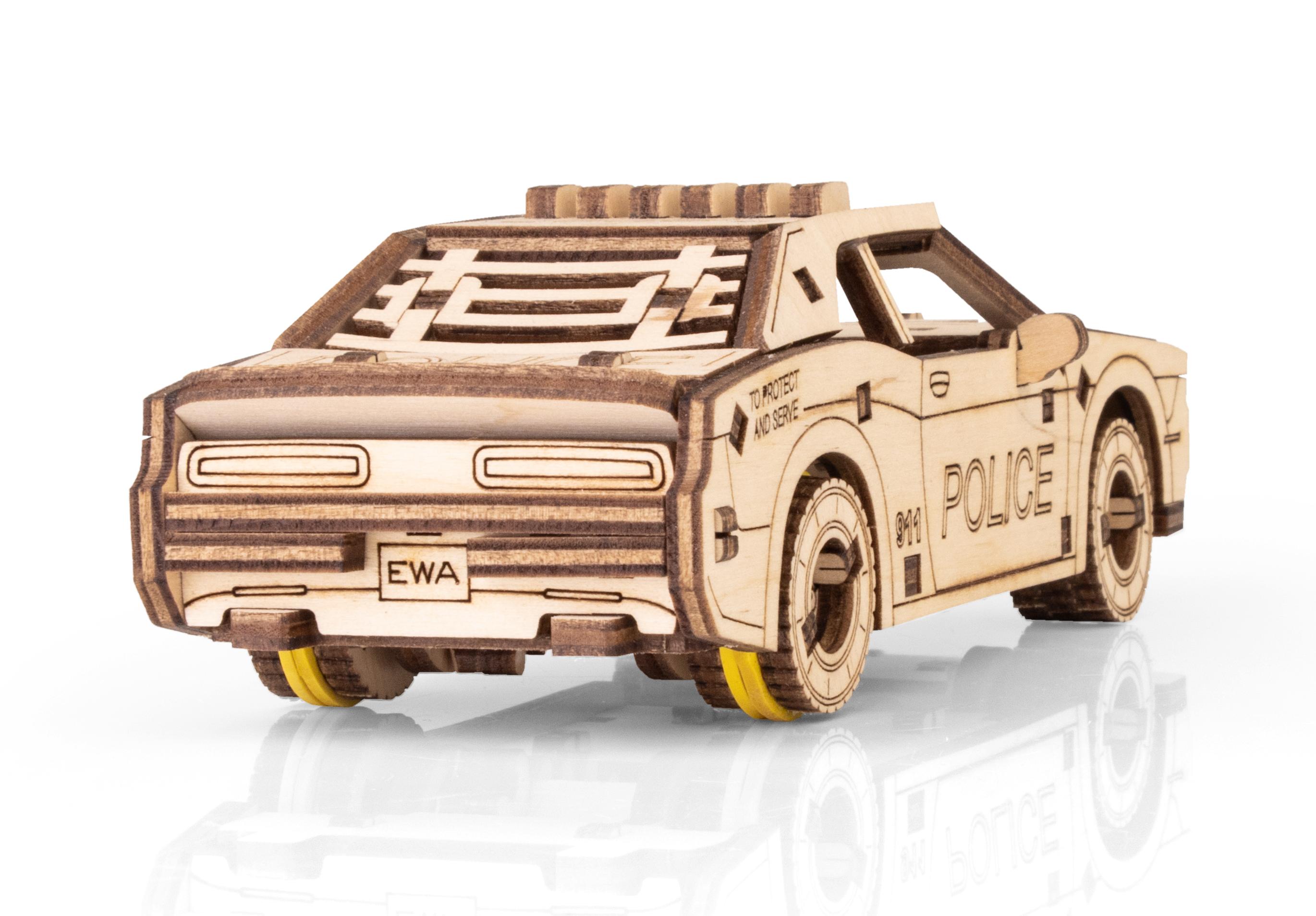 Купить Деревянный конструктор EWA Полицейская машина с заводным механизмом оптом  Купить Деревянный конструктор EWA Полицейская машина с заводным механизмом оптом