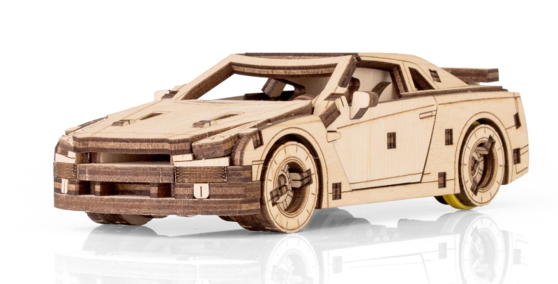 Купить Деревянный конструктор EWA Спорткар с заводным механизмом оптом  Купить Деревянный конструктор EWA Спорткар с заводным механизмом оптом