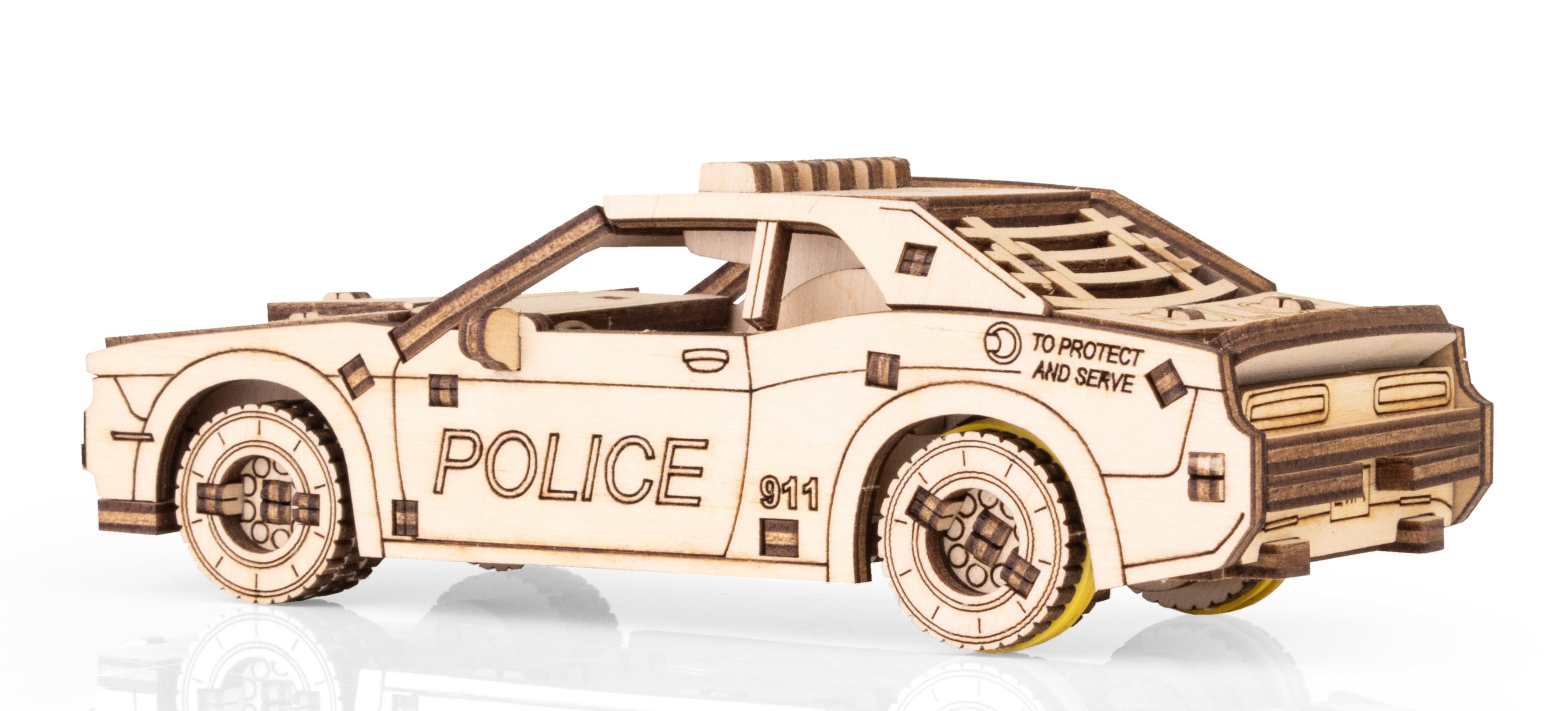 Купить Деревянный конструктор EWA Полицейская машина с заводным механизмом оптом  Купить Деревянный конструктор EWA Полицейская машина с заводным механизмом оптом