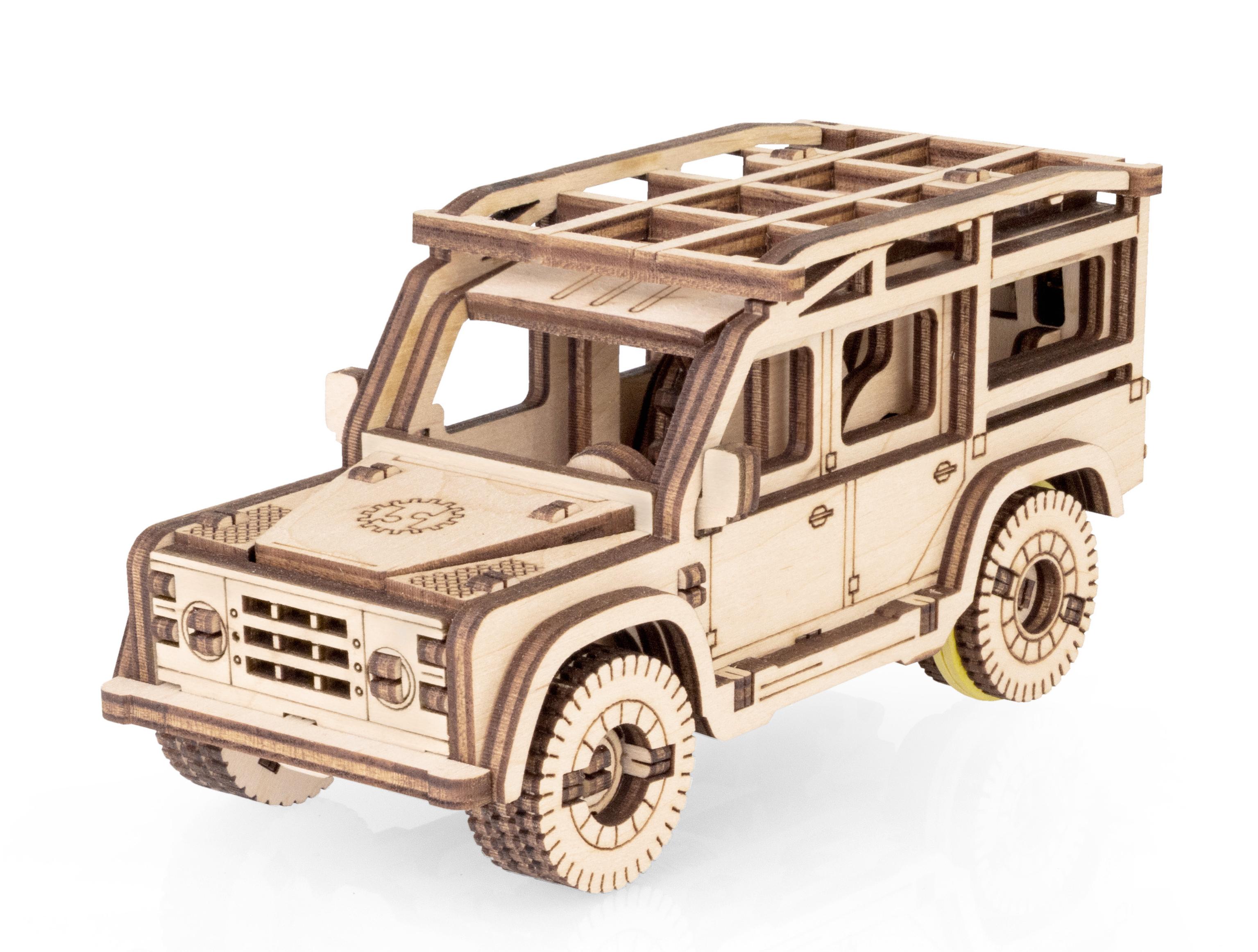 Купить Деревянный конструктор EWA Джип с заводным механизмом оптом  Купить Деревянный конструктор EWA Джип с заводным механизмом оптом