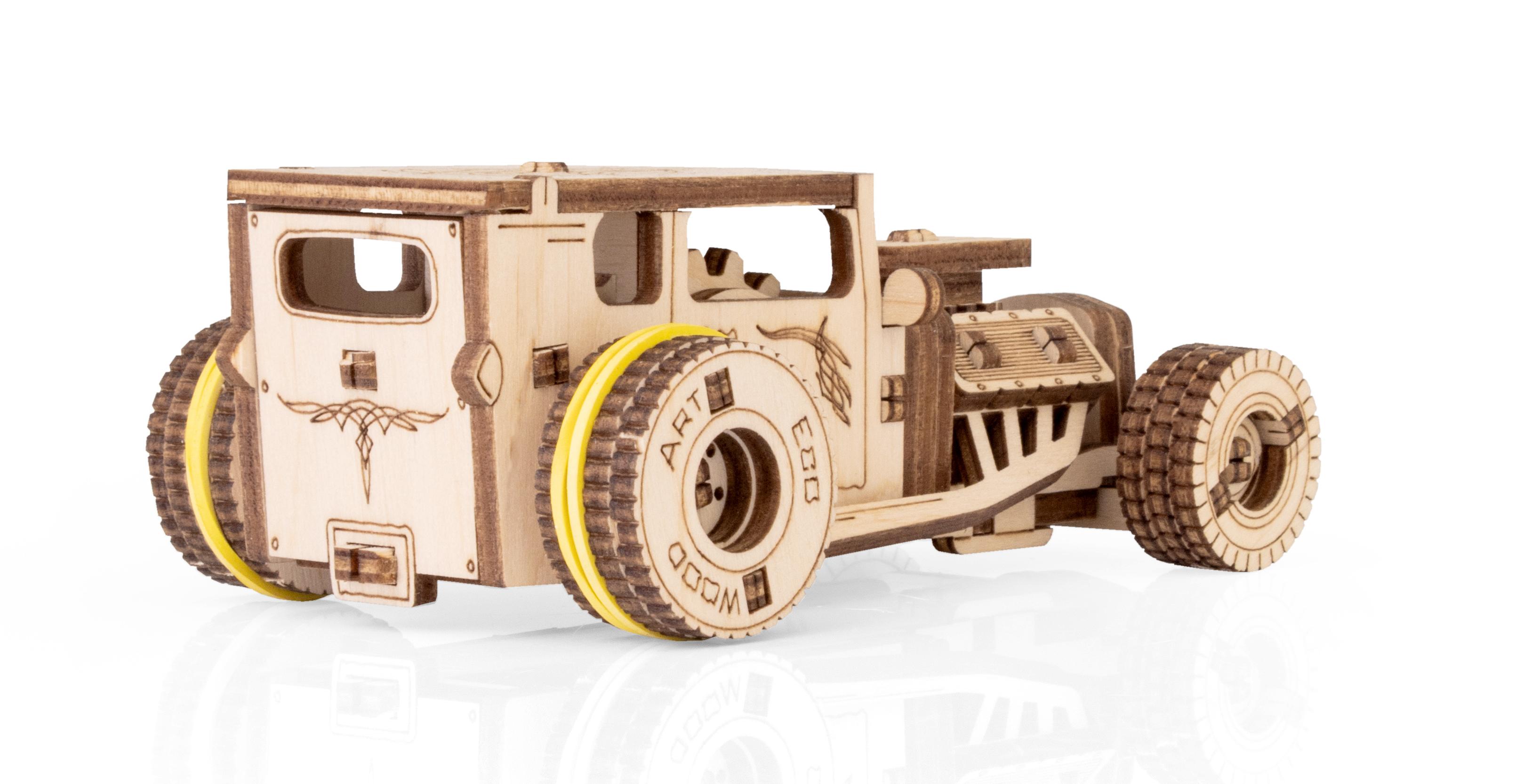 Купить Деревянный конструктор EWA Машина родстер с заводным механизмом оптом  Купить Деревянный конструктор EWA Машина родстер с заводным механизмом оптом