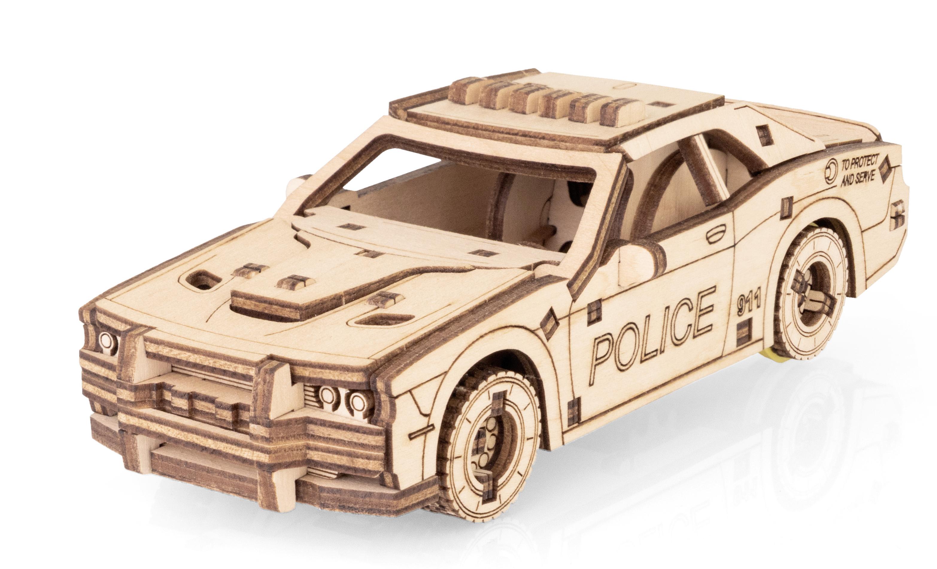 Купить Деревянный конструктор EWA Полицейская машина с заводным механизмом оптом  Купить Деревянный конструктор EWA Полицейская машина с заводным механизмом оптом