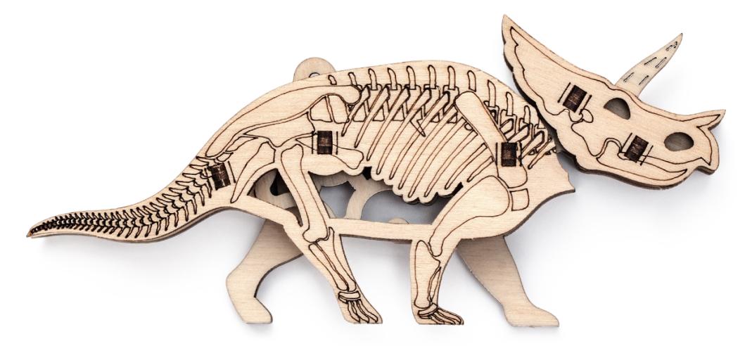 Купить Деревянный конструктор, 3D пазл DROVO Трицератопс БРОН оптом