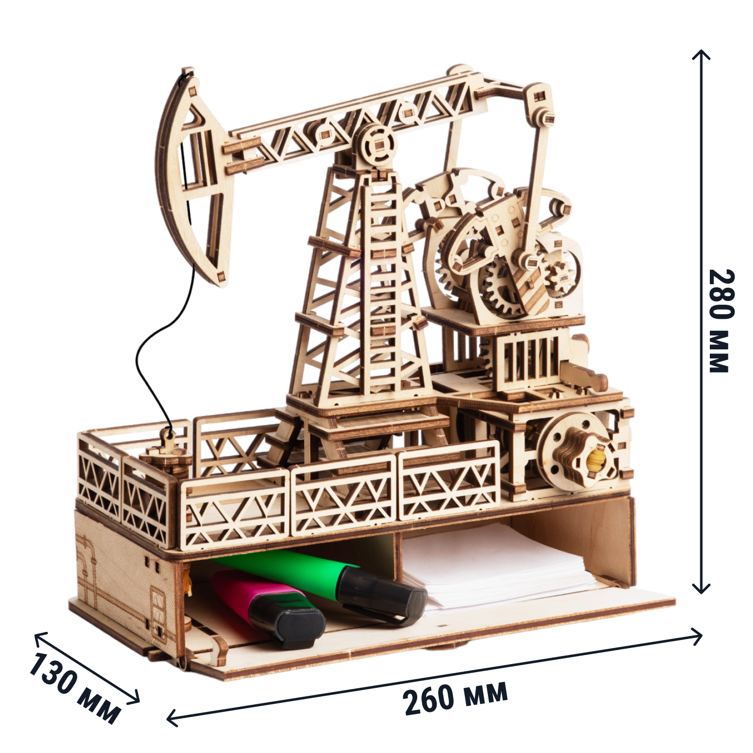 Купить Механическая деревянная сборная модель DROVO Нефтяная вышка с секретом оптом