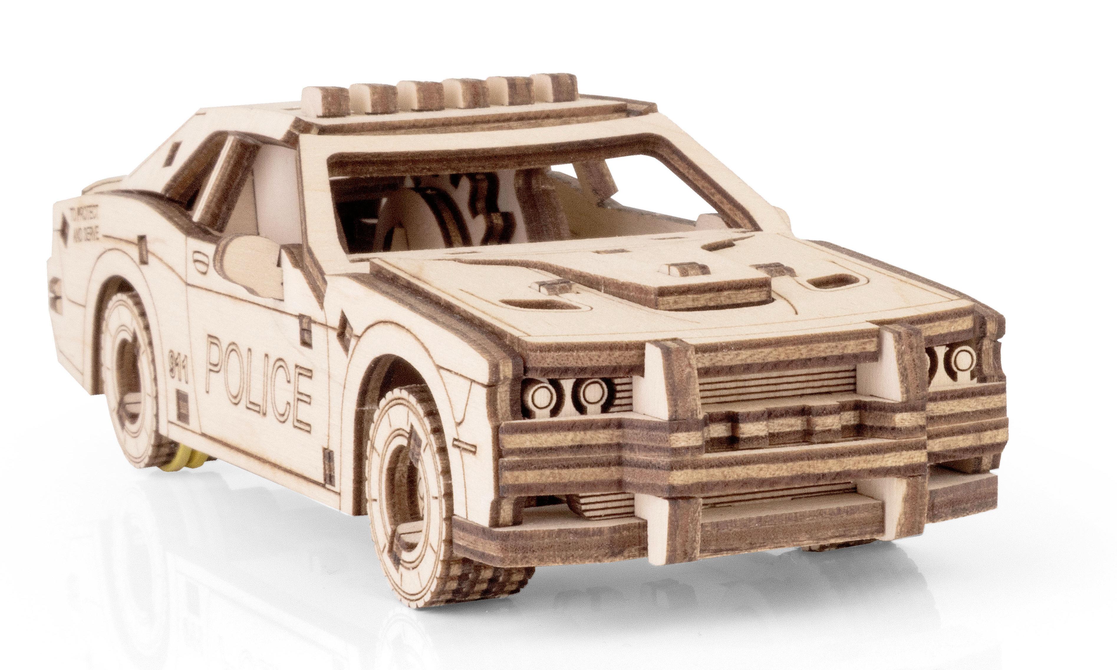Купить Деревянный конструктор EWA Полицейская машина с заводным механизмом оптом  Купить Деревянный конструктор EWA Полицейская машина с заводным механизмом оптом