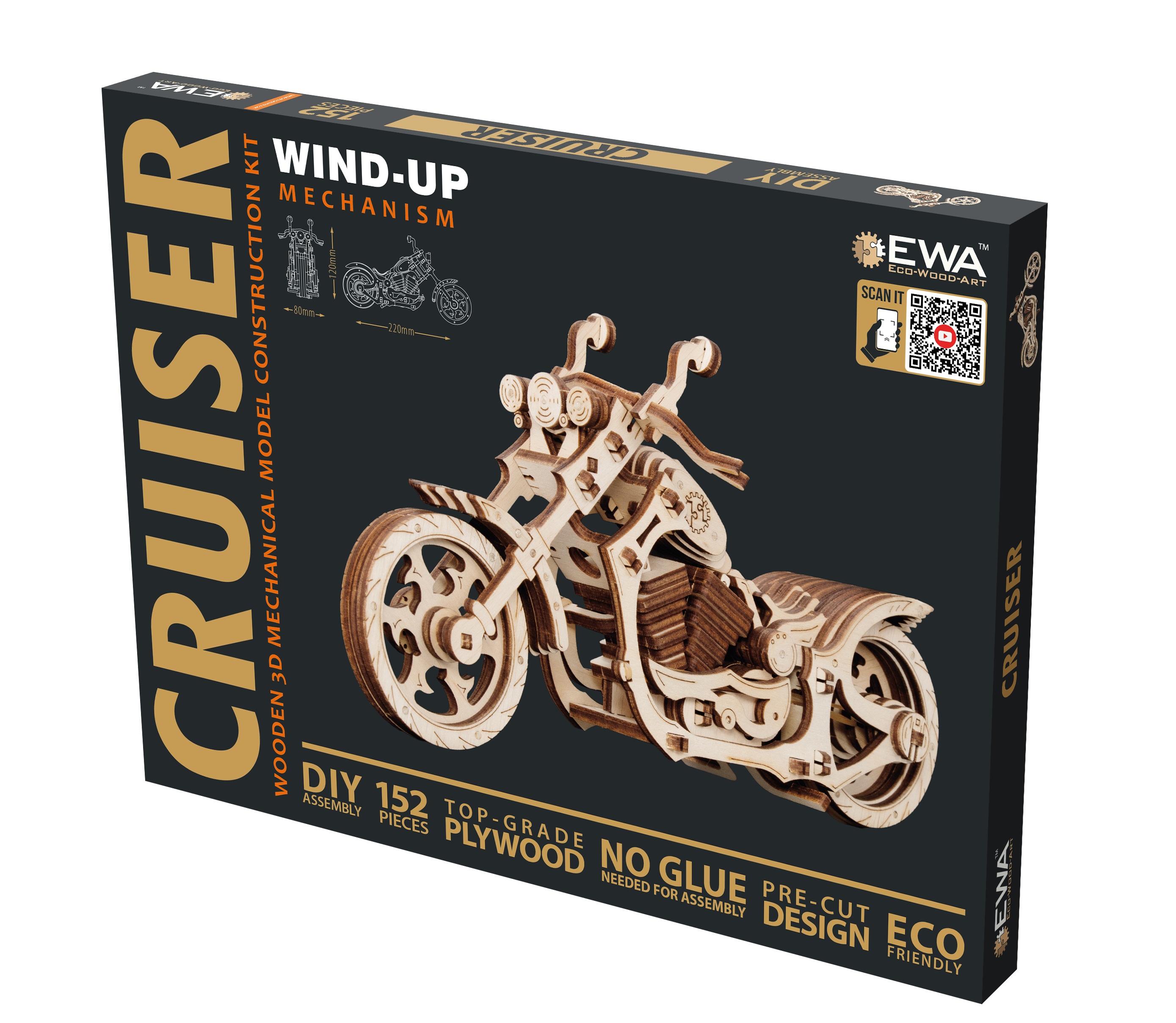 Купить Конструктор деревянный 3D EWA Мотоцикл Cruiser оптом