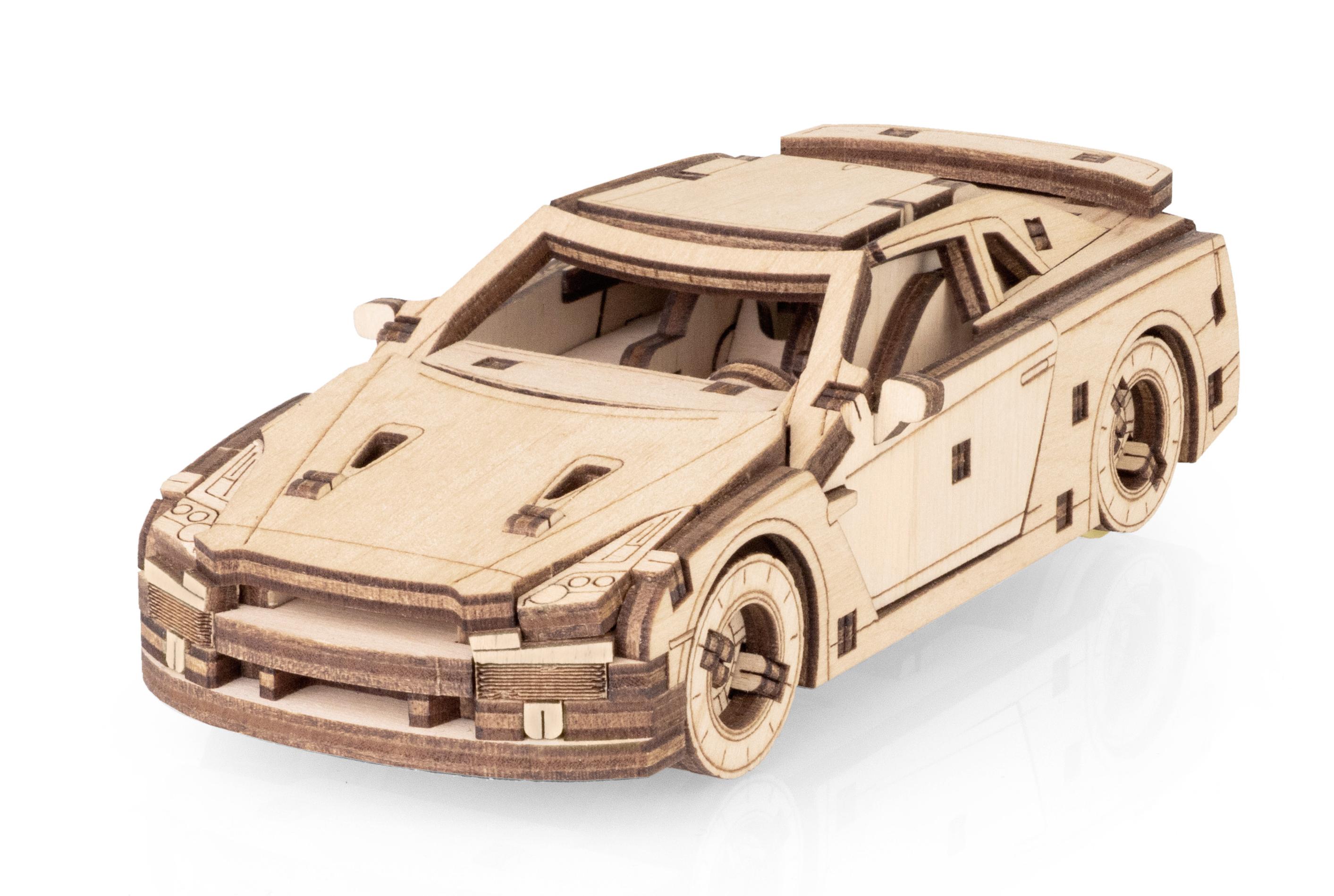 Купить Деревянный конструктор EWA Спорткар с заводным механизмом оптом  Купить Деревянный конструктор EWA Спорткар с заводным механизмом оптом