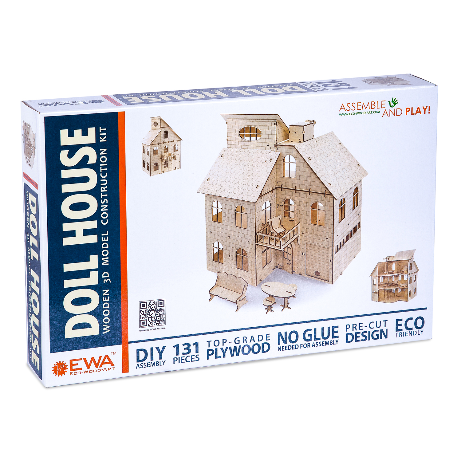 Купить Сборная модель из дерева 3D EWA Кукольный дом с лифтом оптом
