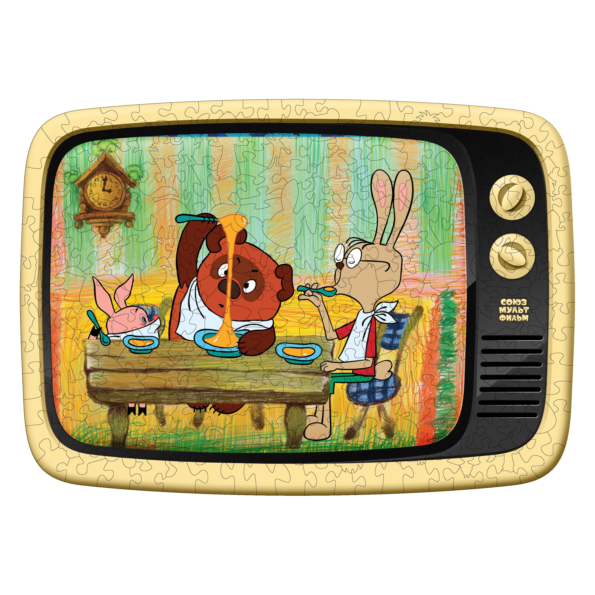 Деревянный 3D пазл EWA Винни-Пух 40x29 см