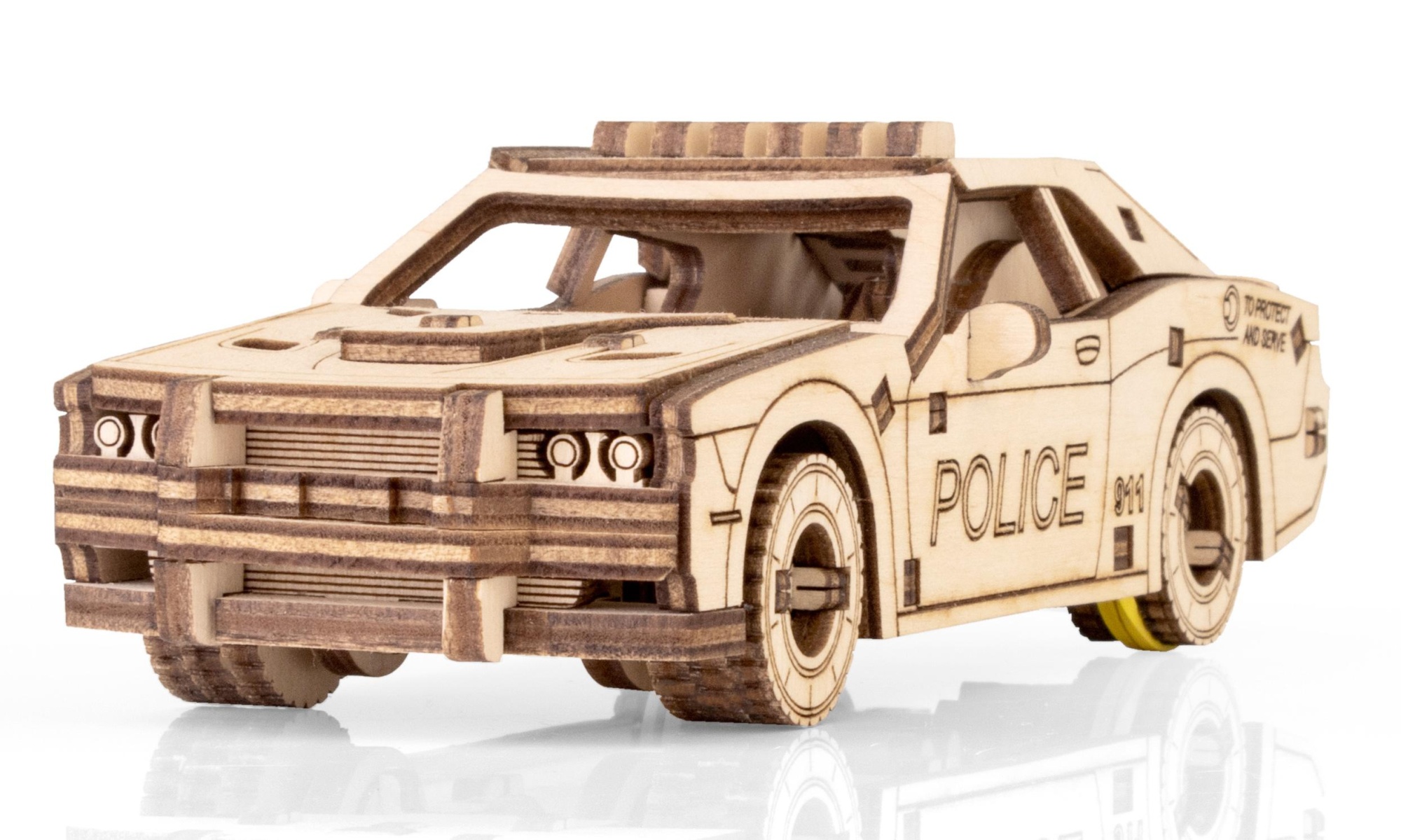 Купить Деревянный конструктор EWA Полицейская машина с заводным механизмом оптом  Купить Деревянный конструктор EWA Полицейская машина с заводным механизмом оптом
