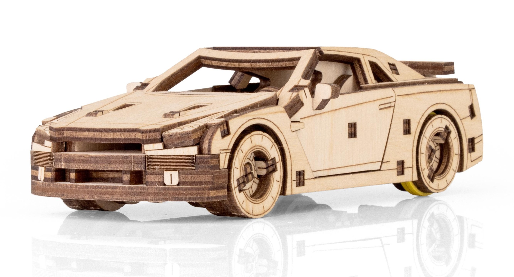 Деревянный конструктор EWA Спорткар с заводным механизмом Деревянный конструктор EWA Спорткар с заводным механизмом