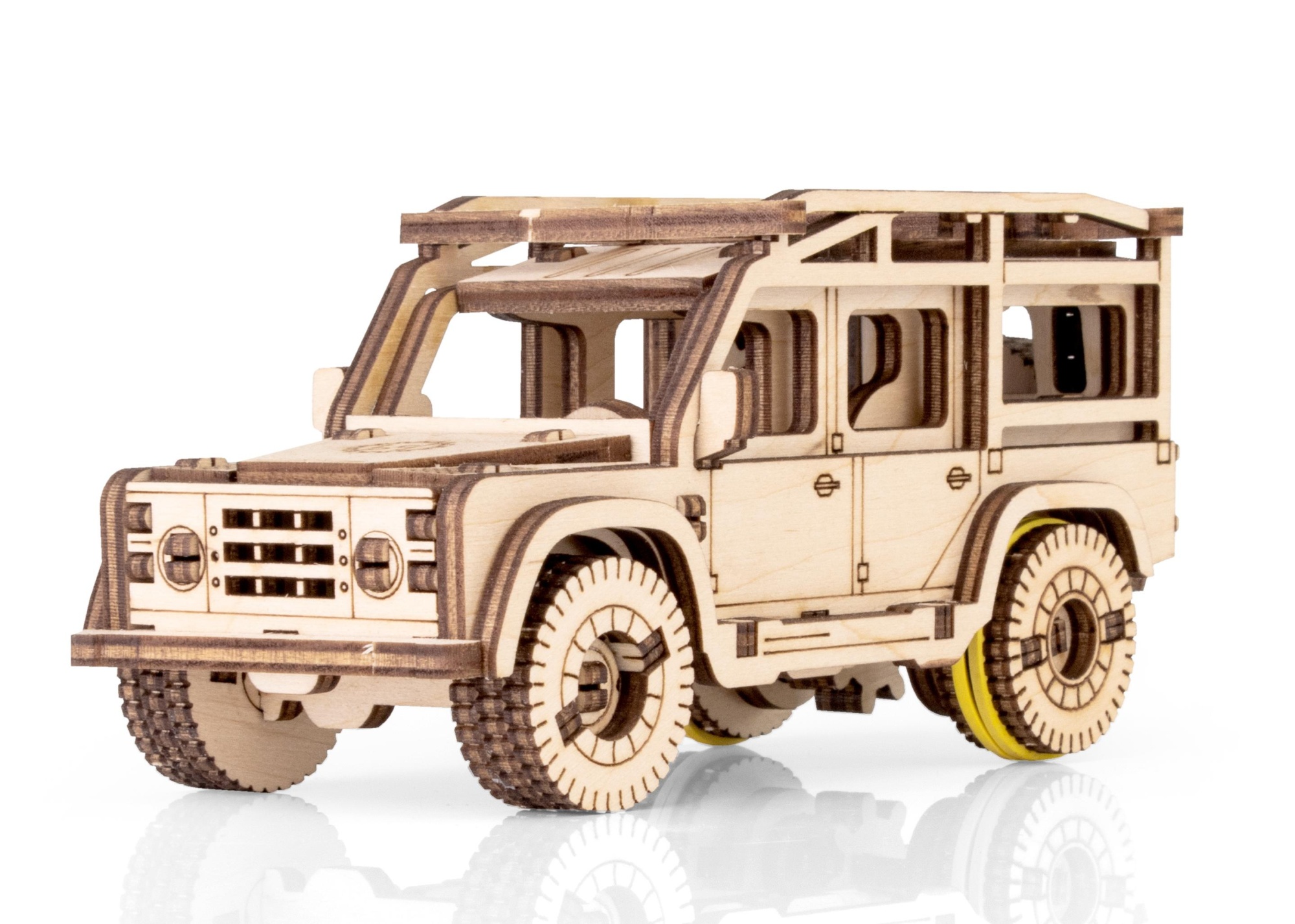 Деревянный конструктор EWA Джип с заводным механизмом Деревянный конструктор EWA Джип с заводным механизмом